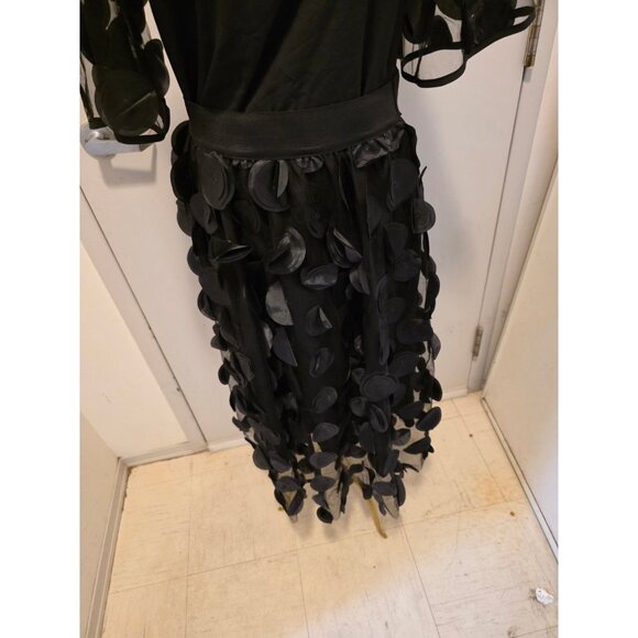 Women's Black Midi Dress Top Medium Skirt Large Black Party Cocktail Two Pieces - Picture 3 of 16